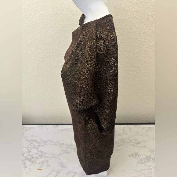 NY Collection Petite SZ PM Red Black Short Sleeve Festive Top Boat Neck - Picture 2 of 5